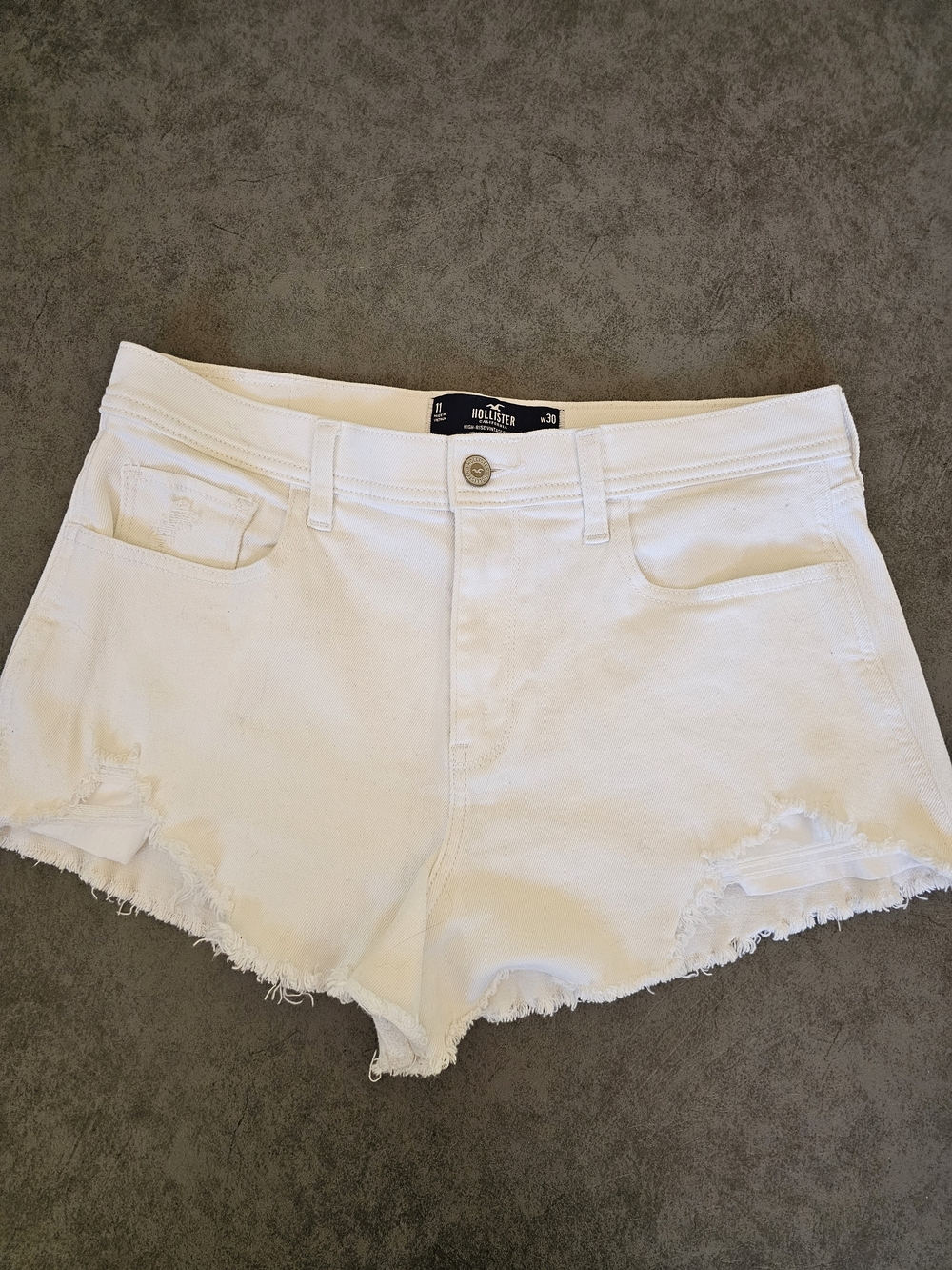Hollister White Distressed Denim Cutoff Shorts